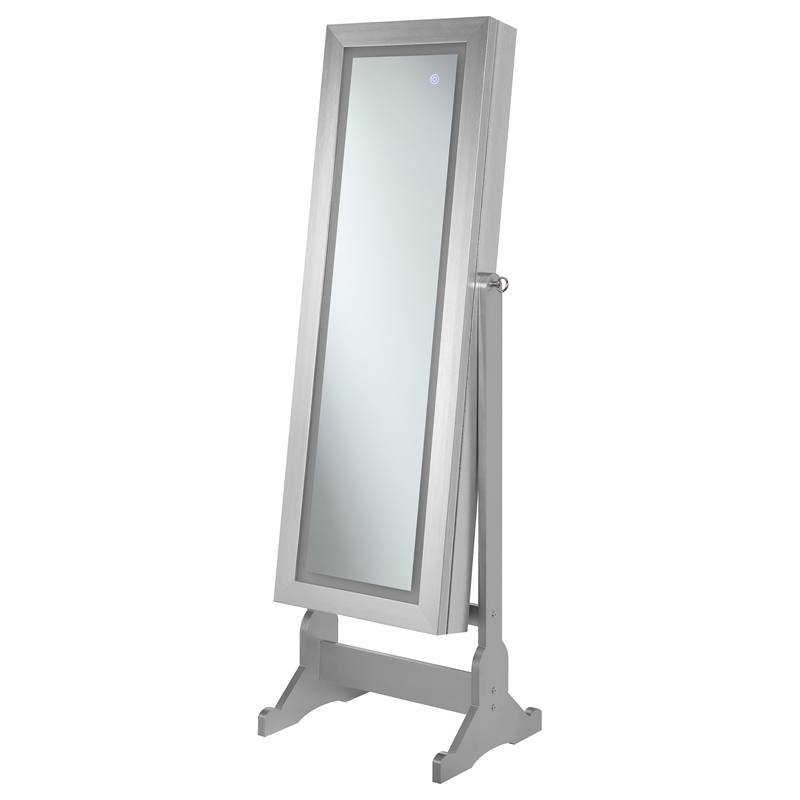 Stonecroft Willow Jewelry Armoire Cheval Mirror in Silver