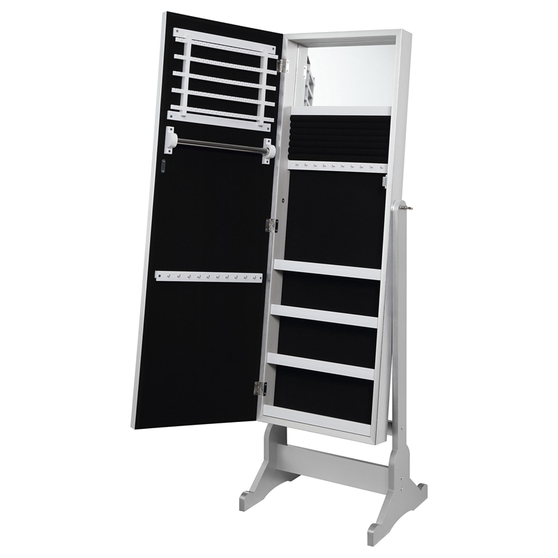 Stonecroft Willow Jewelry Armoire Cheval Mirror in Silver