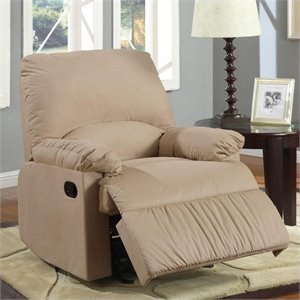 stonecroft furniture microfiber upholstered glider recliner chair in light brown
