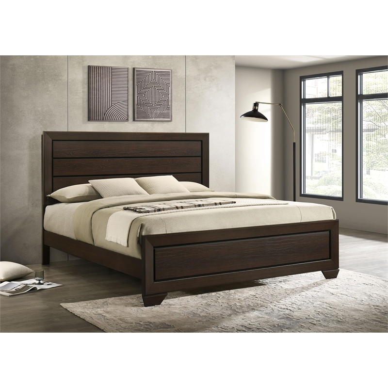 Stonecroft Furniture Empire Lane Transitional Wood King Panel Bed in Cocoa