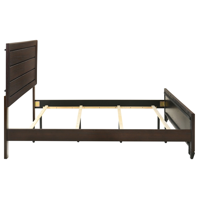 Stonecroft Furniture Empire Lane Transitional Wood King Panel Bed in Cocoa