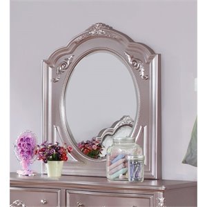 stonecroft furniture chrome lane oval mirror in metallic lilac