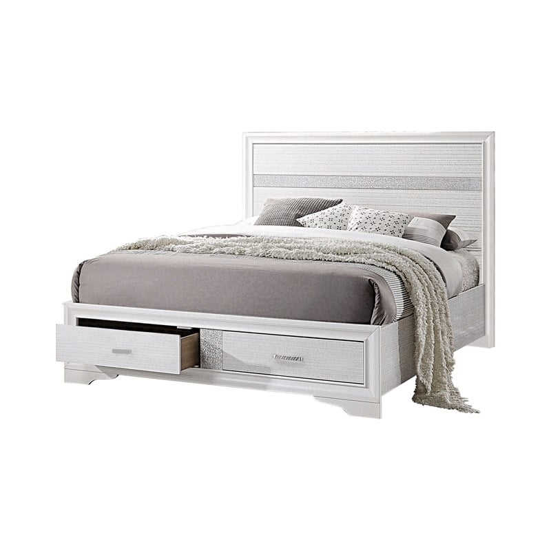 Stonecroft Furniture 5 Piece Wood Queen Storage Bedroom Set in White