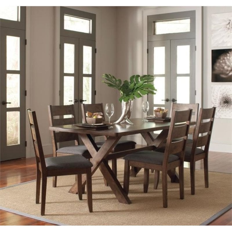 Stonecroft Furniture Autumn Road 5 Piece Dining Set in Gray and Knotty Nutmeg