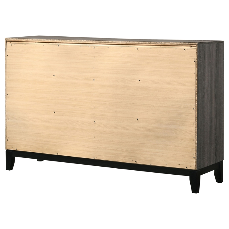 Stonecroft Furniture Sunset Avenue 6 Drawer Double Dresser in Gray Oak and Black