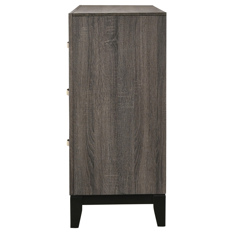 Stonecroft Furniture Sunset Avenue 6 Drawer Double Dresser in Gray Oak and Black