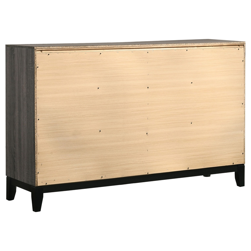 Stonecroft Furniture Sunset Avenue 6 Drawer Double Dresser in Gray Oak and Black