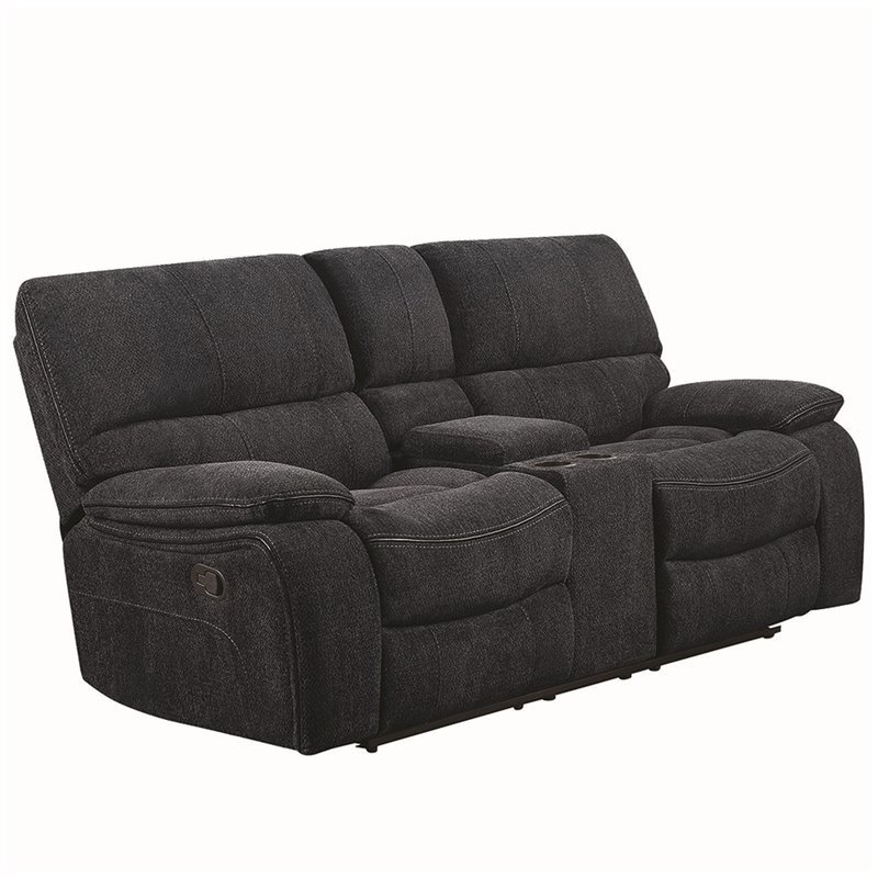 Stonecroft Furniture Park Lane Chenille Reclining Loveseat in Navy Blue