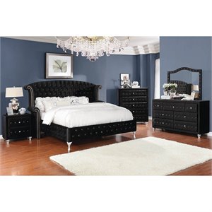 Stonecroft Furniture Dove Way 5 Piece Queen Wingback Bedroom Set in Black