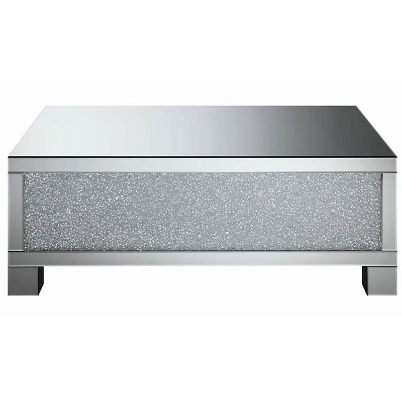 Stonecroft Furniture 49" Mirrored Accent Coffee Table in Silver Cymax