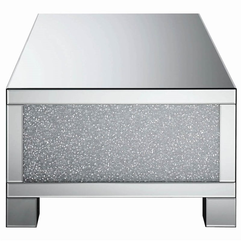Stonecroft Furniture 49" Mirrored Accent Coffee Table in Silver Cymax