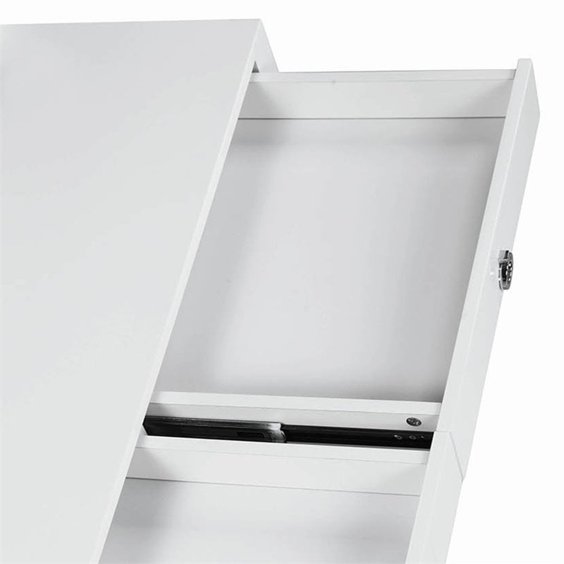 Stonecroft Furniture Fir Lane 2 Drawer Writing Desk in Glossy White and Chrome