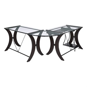 stonecroft furniture contemporary wood l-shape computer desk unit in cappuccino