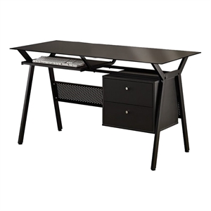 stonecroft furniture contemporary wood 2 drawer computer desk in black/chrome
