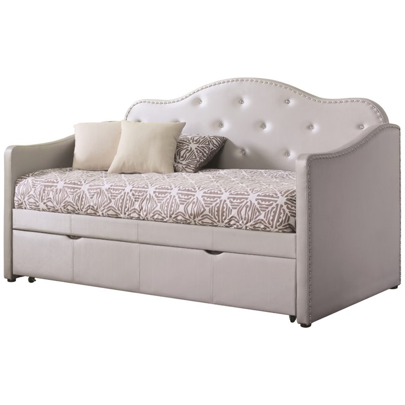 Stonecroft Furniture Upholstered Twin Daybed with Trundle in Gray