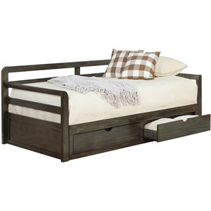 Stonecroft Furniture 2 Drawer Twin XL Daybed with Extension Trundle in Grey