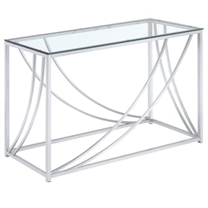 Stonecroft Furniture Contemporary Glass Top Console Table in Chrome