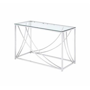 stonecroft furniture contemporary glass top console table in chrome