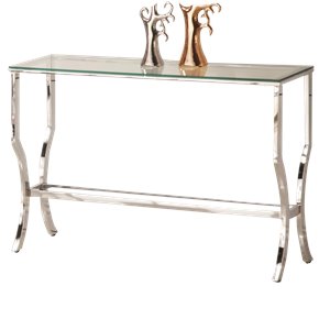 Stonecroft Furniture Modern Glass Top Console Table in Chrome