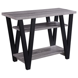 Stonecroft Furniture 2 Shelf Console Table in Antique Gray and Black