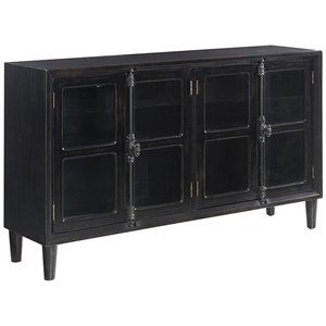 Stonecroft Furniture Contemporary 4 Door Accent Cabinet in Black