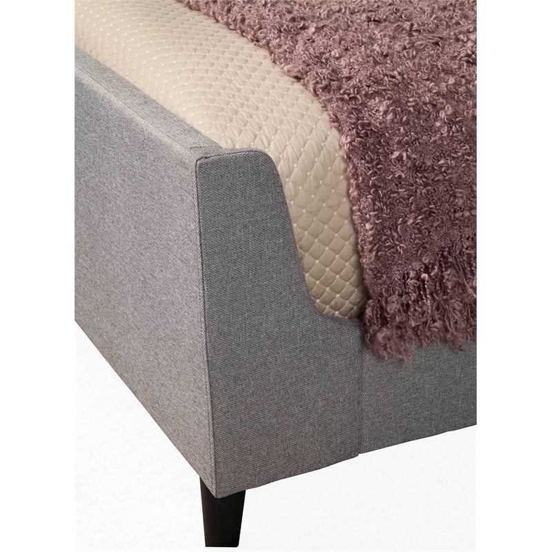Alpine Furniture Amber Queen Upholstered Bed in Gray Linen