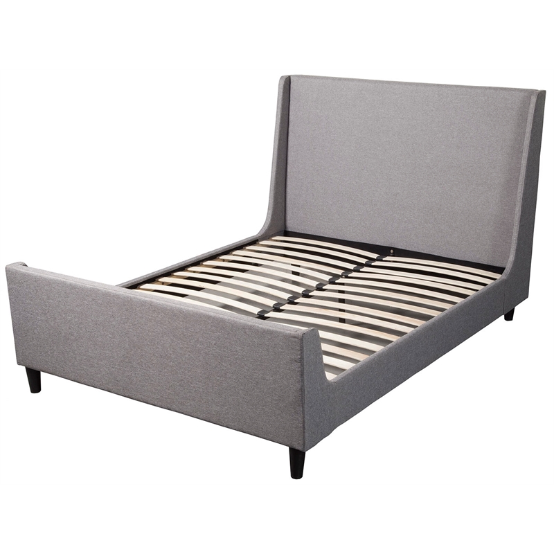 Alpine Furniture Amber Queen Upholstered Bed in Gray Linen