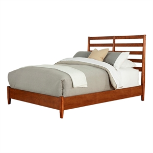 Alpine Furniture Flynn Queen Wood Bed with Slat Back Headboard in Acorn (Brown)