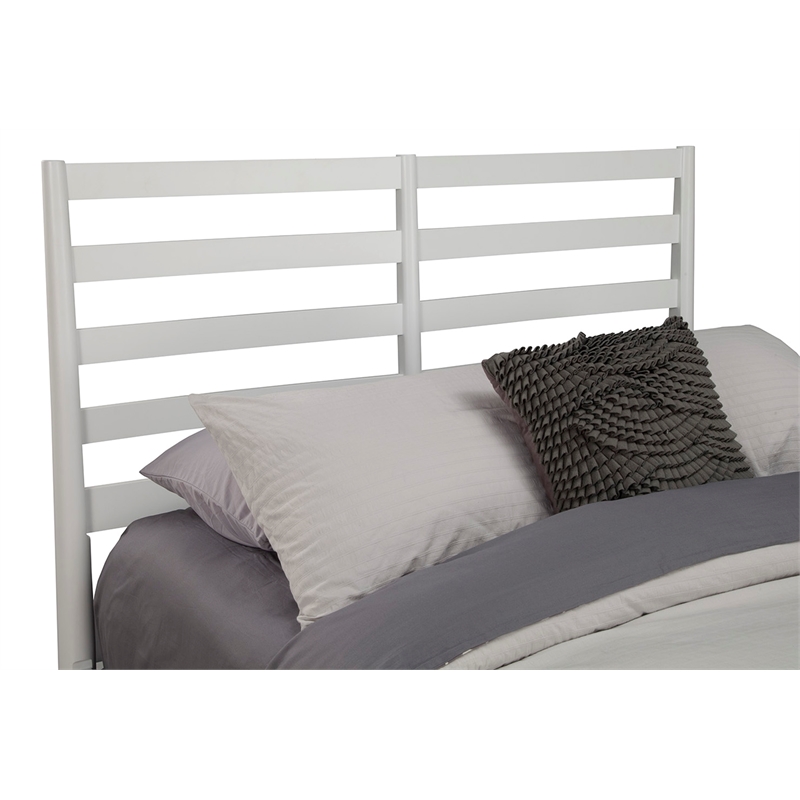Alpine Furniture Flynn Standard King Wood Bed with Slat Back Headboard in White
