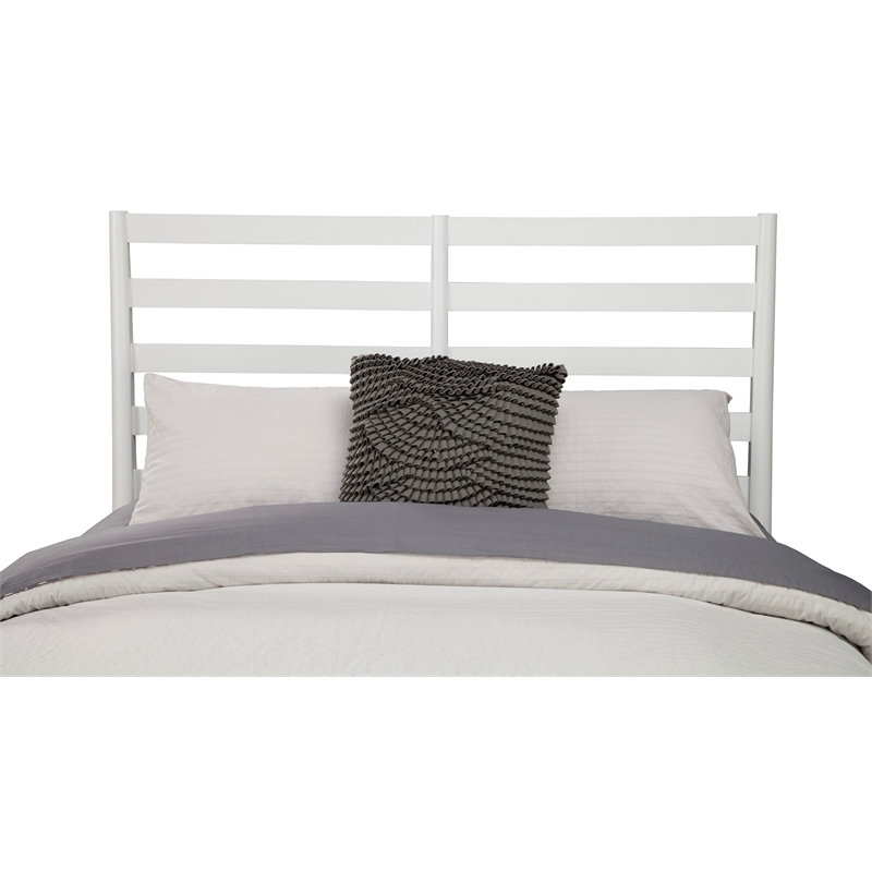 Alpine Furniture Flynn Standard King Wood Bed with Slat Back Headboard in White