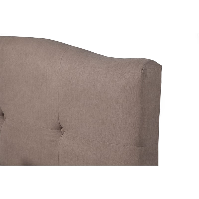 Alpine Furniture Amanda Queen Tufted Upholstered Bed in Haskett-Jute (Beige)