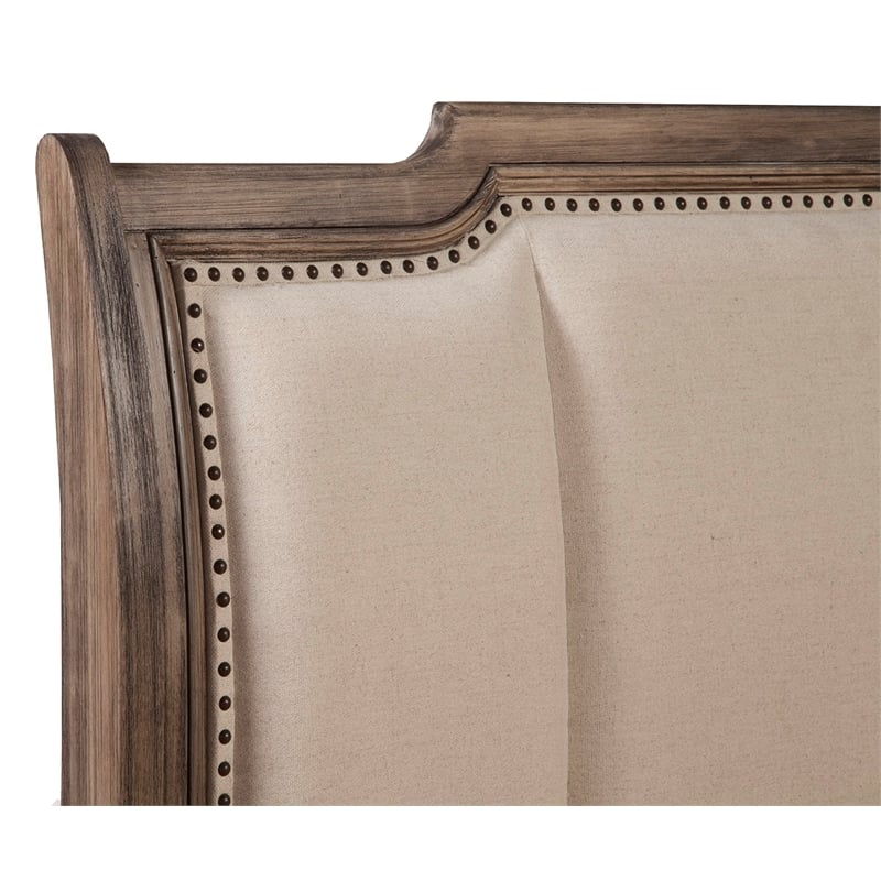 Alpine Furniture Melbourne Queen Wood Sleigh Bed-Uph Headboard in French Truffle