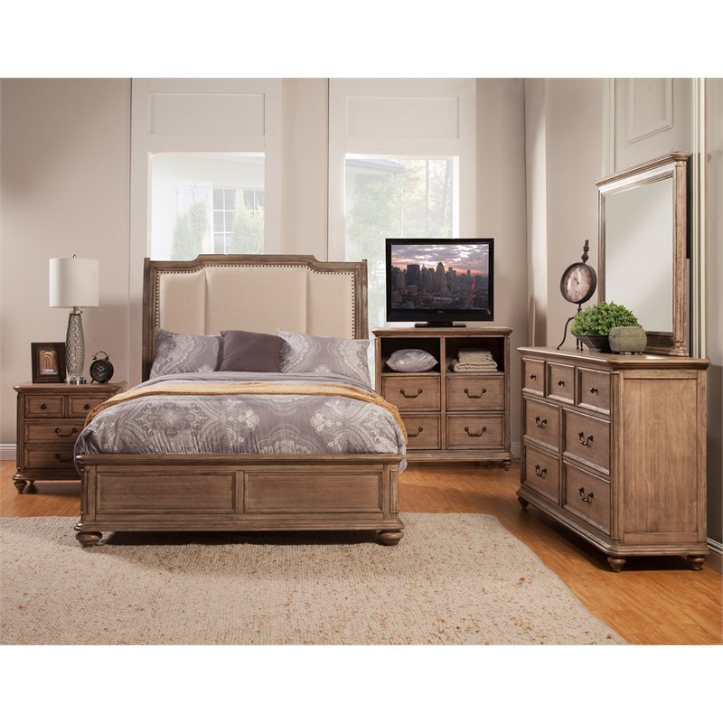 Alpine Furniture Melbourne Calif King Wood Sleigh Bed in French Truffle