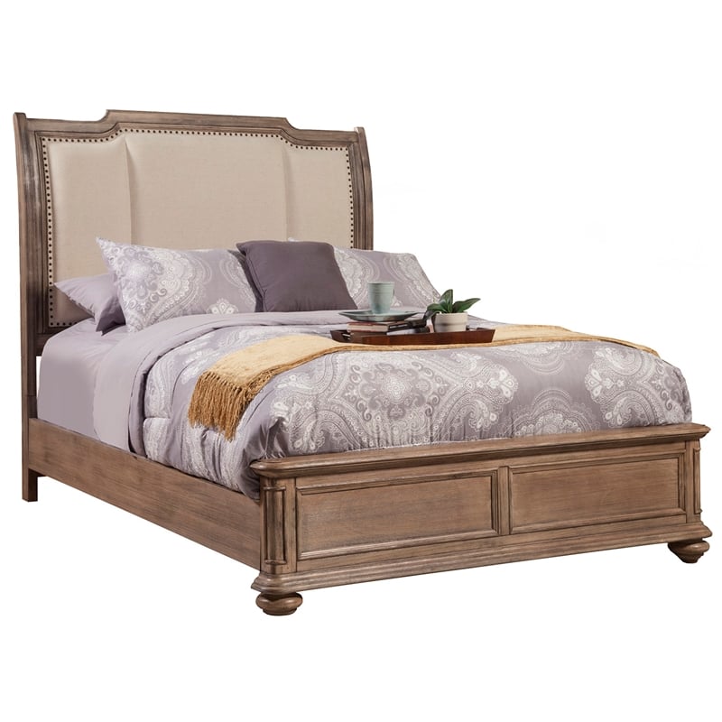 Alpine Furniture Melbourne Calif King Wood Sleigh Bed in French Truffle