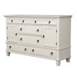 Alpine Furniture Winchester 6 Drawer Wood Dresser with 2 Cabinets in White