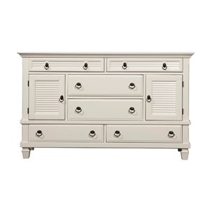 alpine furniture winchester 6 drawer wood dresser with 2 cabinets in white