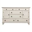 Alpine Furniture Winchester 6 Drawer Wood Dresser with 2 Cabinets in White