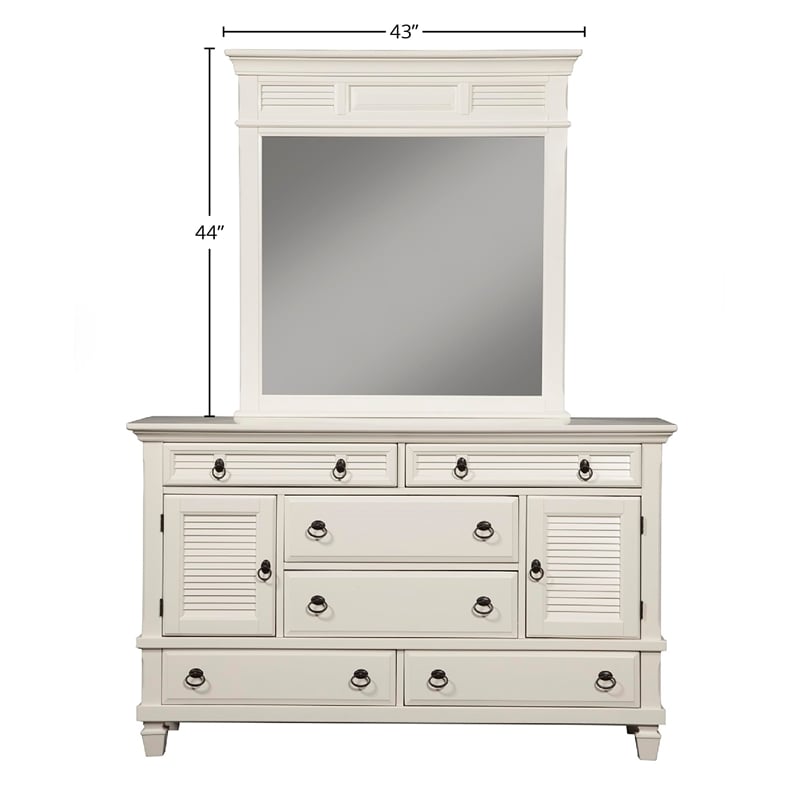 Alpine Furniture Winchester Wood Mirror in White