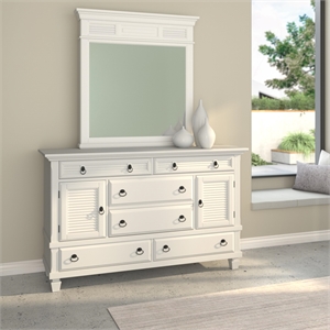 Alpine Furniture Winchester Wood Mirror in White