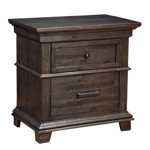 alpine furniture newberry 2 drawer wood nightstand in salvaged gray