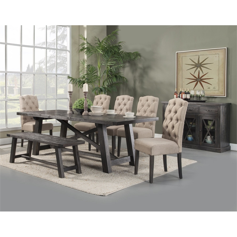 Alpine Furniture Newberry Wood Extension Dining Table in Salvaged Gray