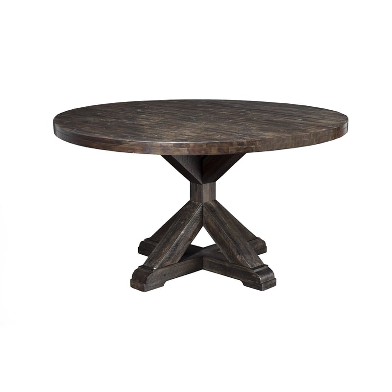 Alpine Furniture Newberry Wood Round Dining Table in Salvaged Gray