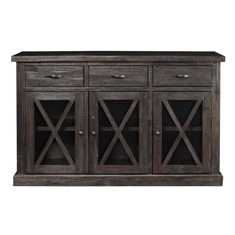 Alpine Furniture Newberry Wood Dining Sideboard in Salvaged Gray