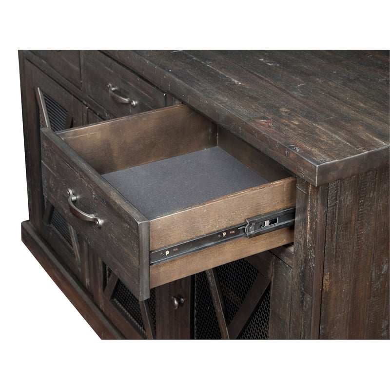 Alpine Furniture Newberry Wood Dining Sideboard in Salvaged Gray