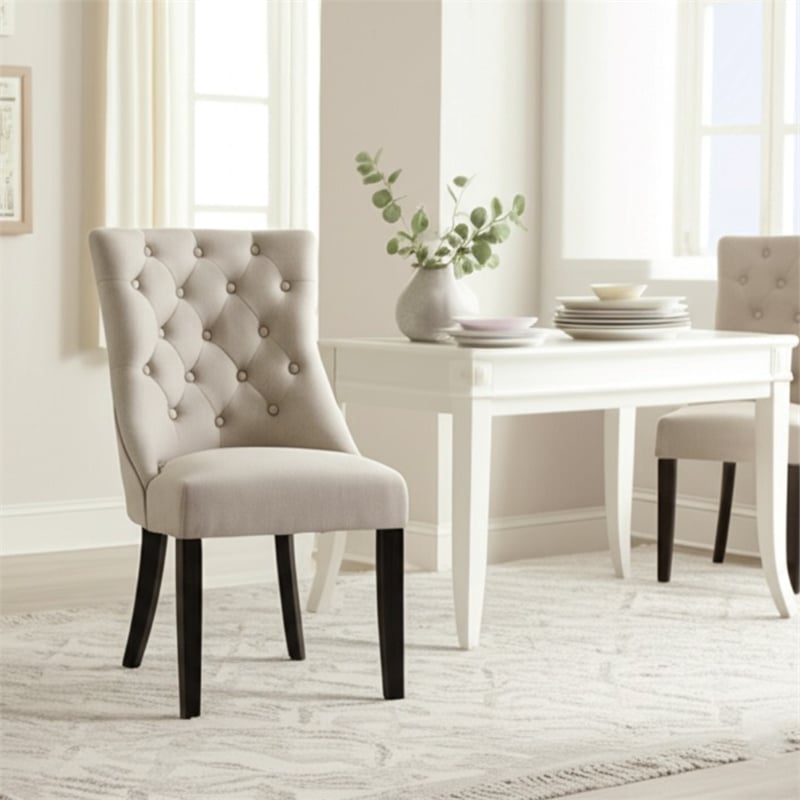 Alpine Furniture Prairie Set of 2 Upholstered Dining Side Chairs in Black