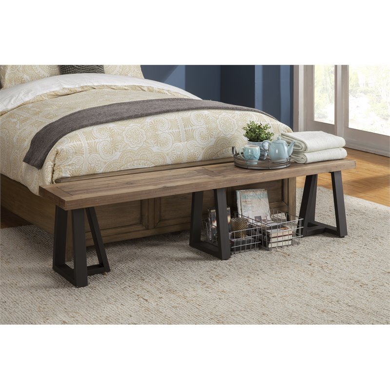 Alpine Furniture Prairie Wood Dining Bench in Natural-Black