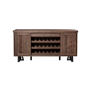 alpine furniture prairie wood dining sideboard with wine holder in natural-black