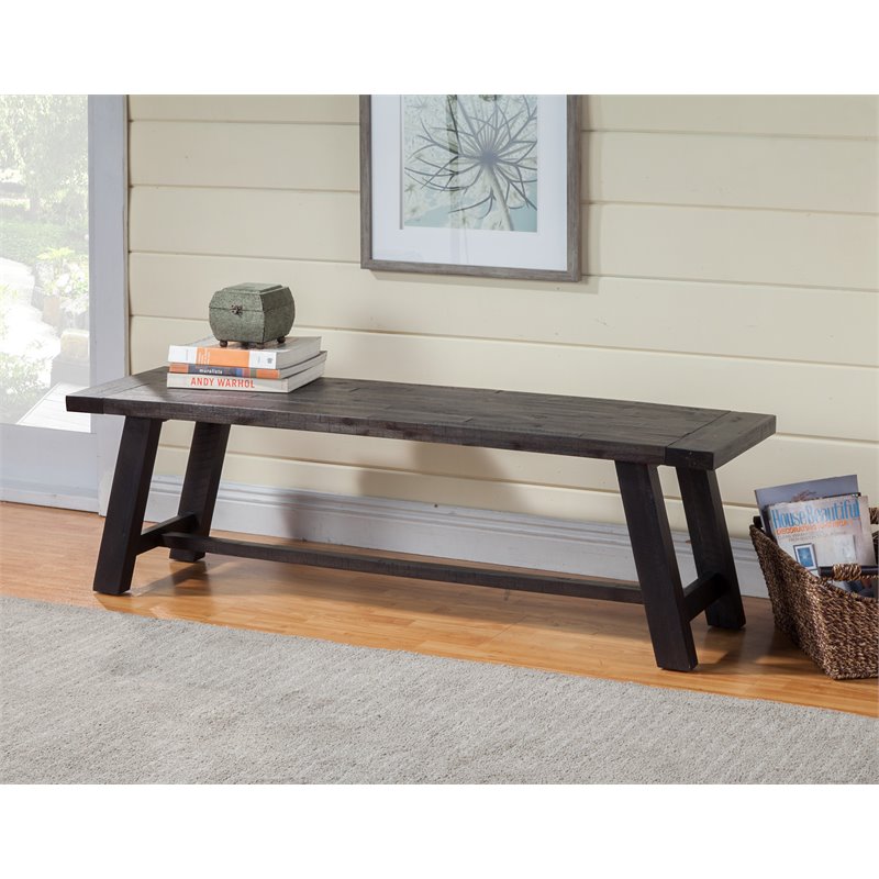 Alpine Furniture Newberry Wood Dining Bench in Salvaged Gray