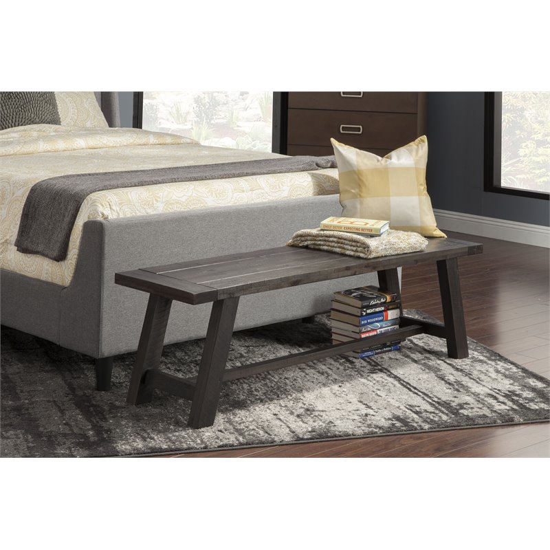 Alpine Furniture Newberry Wood Dining Bench in Salvaged Gray