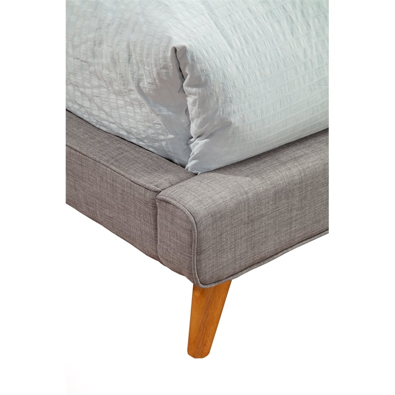 Alpine Furniture Britney Queen Upholstered Platform Bed in Dark Gray